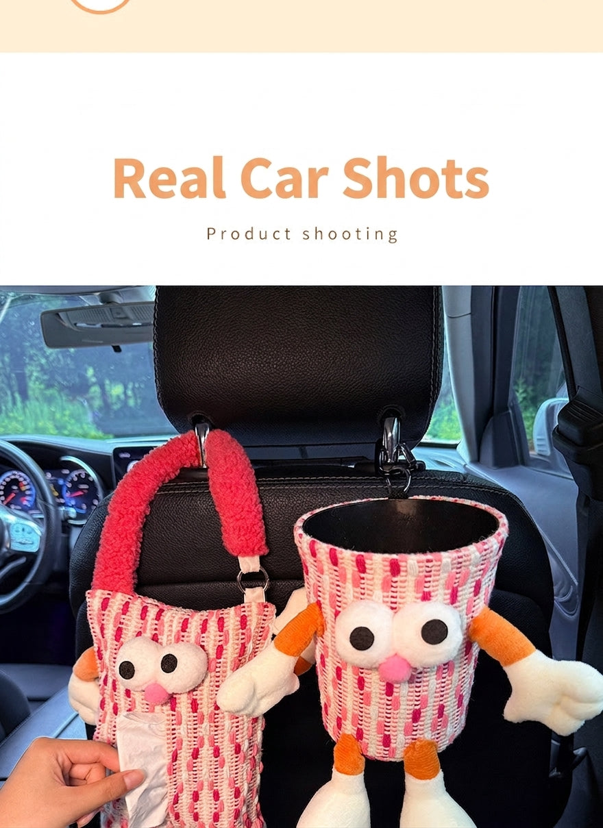Car tissue box, cute plush toy hand, foot car, in-car tissue hanging bag, high-end practical car armrest box tissue box