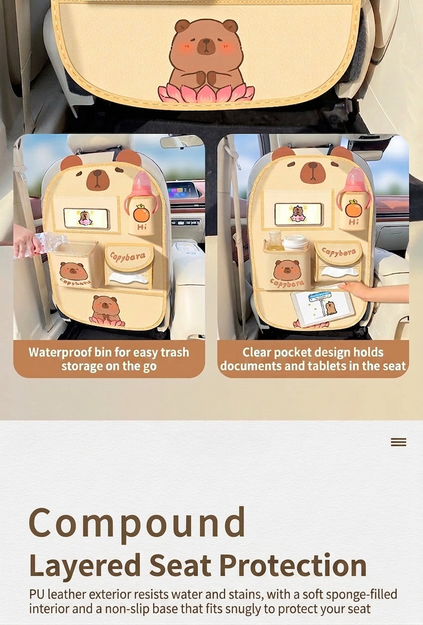 Car storage hanging bag, multifunctional creative cute car seat rear storage rack, tissue box inside car, trash bin