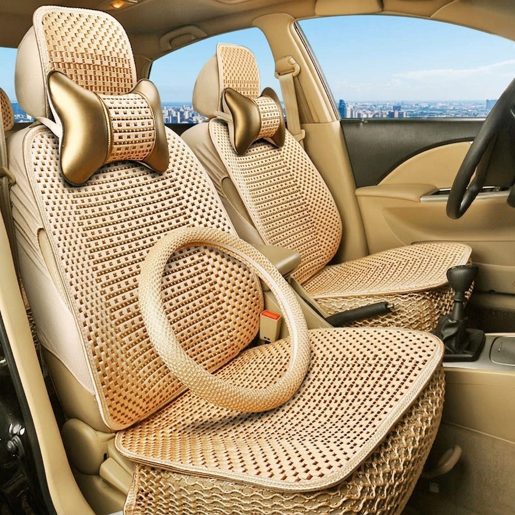Summer Ice Silk car seat cushion, all-season universal breathable, summer-specific all-encompassing car seat cover, single-seat, five-seater, cross-border design