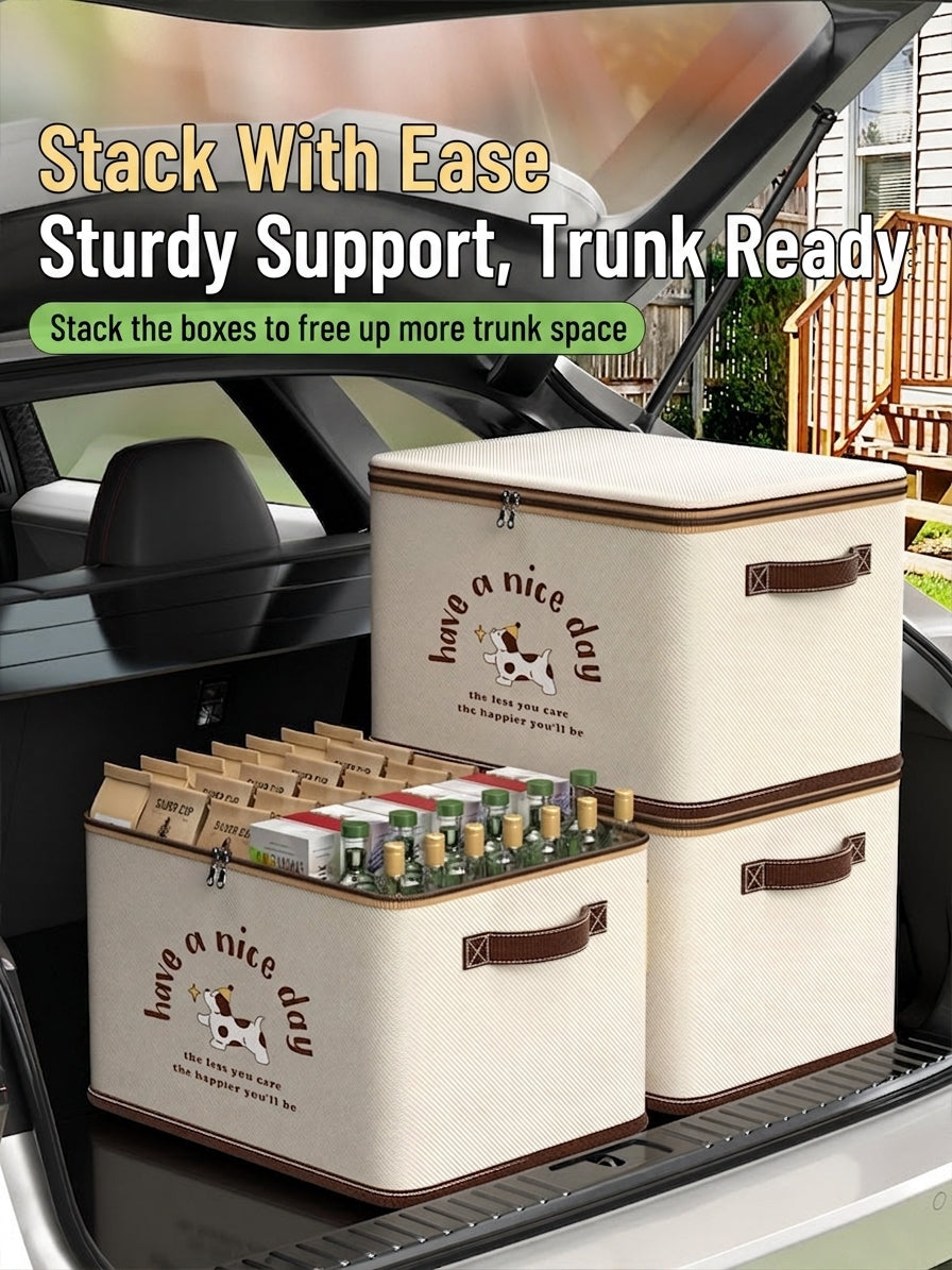 Car trunk storage box, foldable cartoon storage box, large-capacity car storage box, portable organizer box