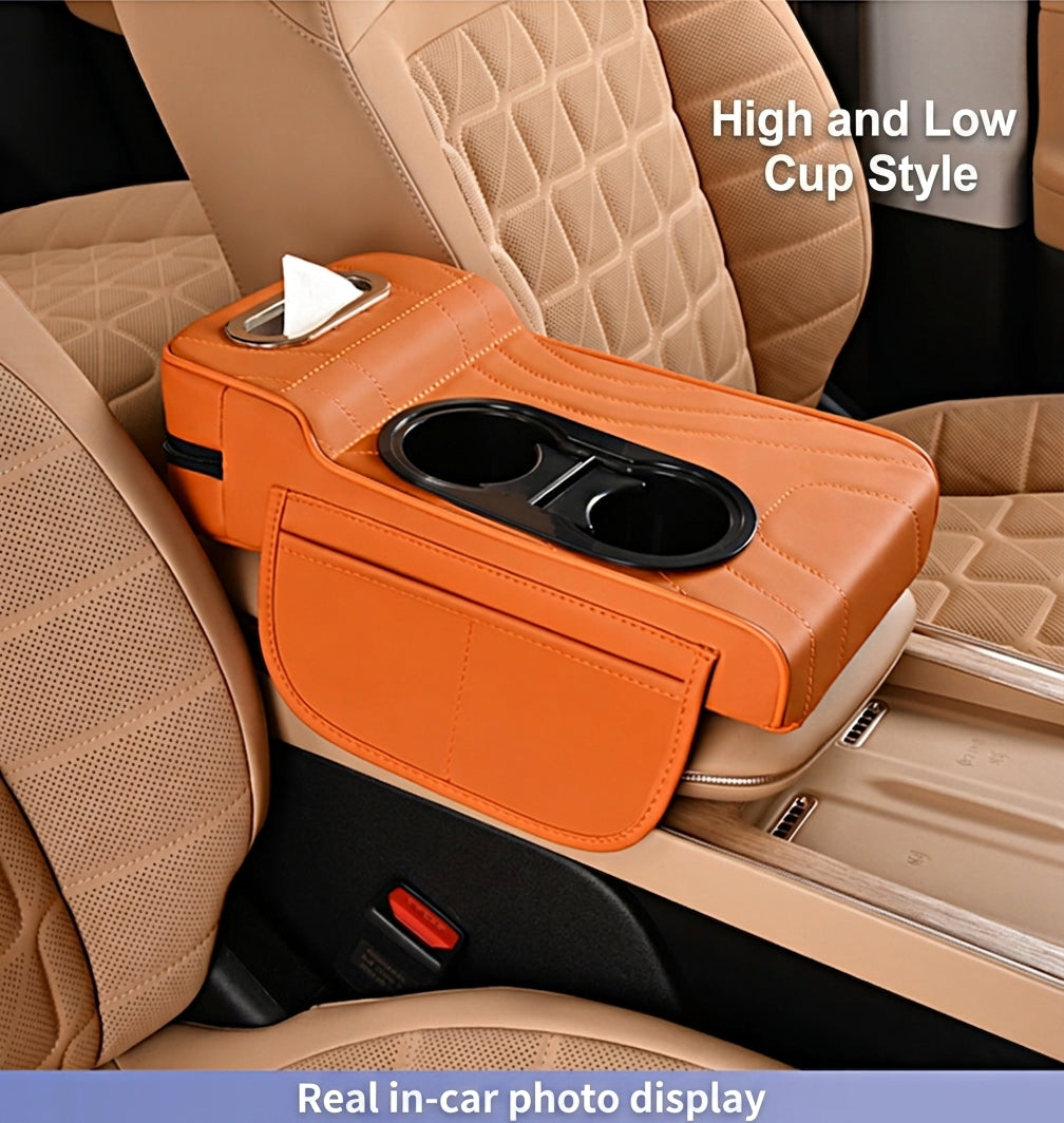 2025 New Central Car Armrest Box Height Pad Cover Protective Cover Double Cup Holder Premium Leather Car Accessories