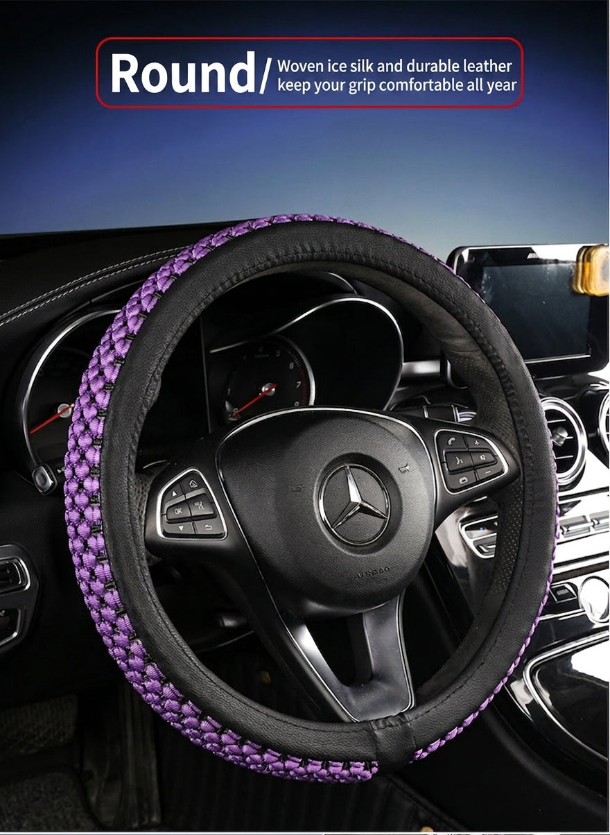 Factory direct sales of Ice Silk breathable non-slip steering wheel covers, all-season universal car handlebar covers, cross-border e-commerce Amazon