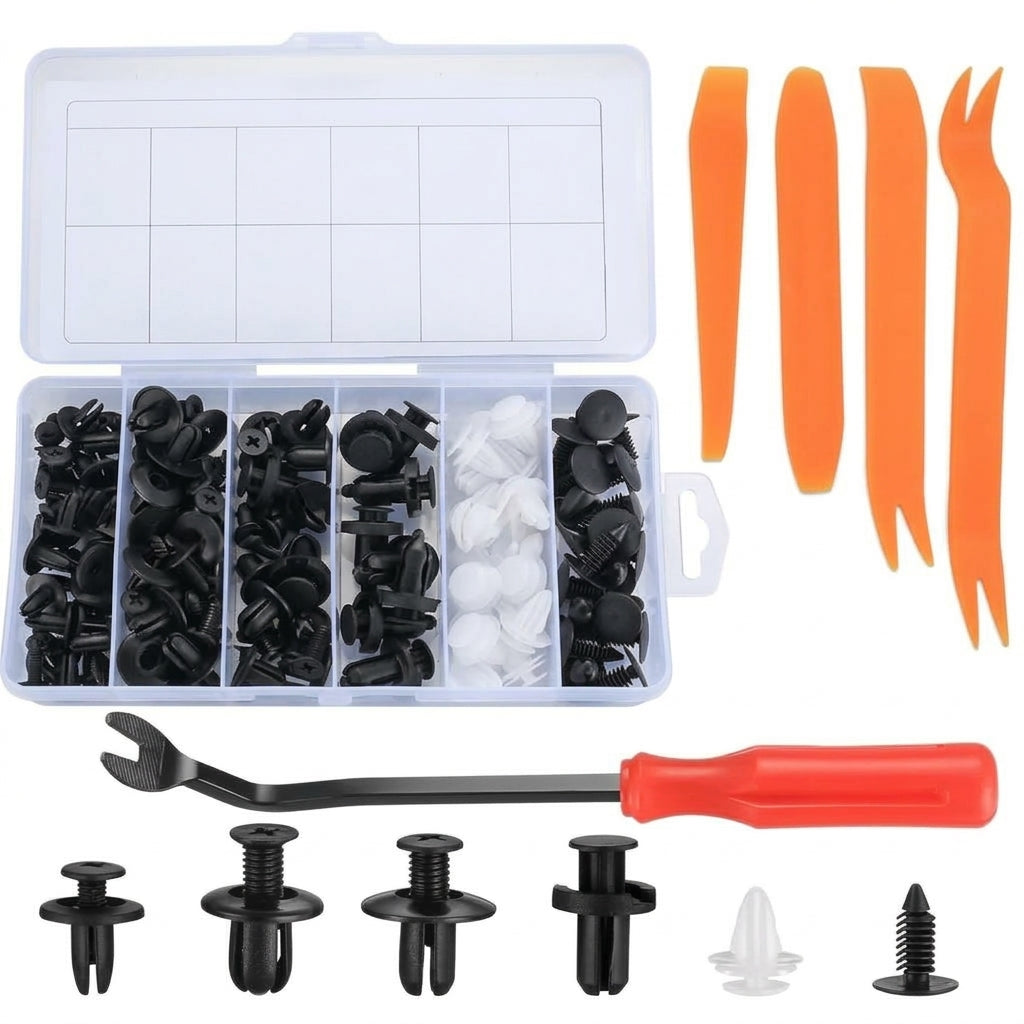 Domestic trade and foreign trade 100PCS car general boxed buckle combination set door panel nylon wheel eyebrow clamp HE26