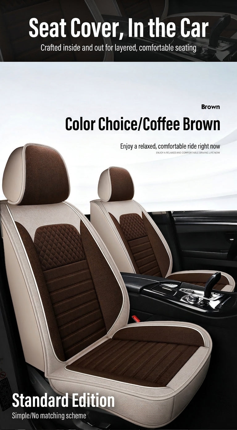 All-season universal full-coverage car seat covers, full-coverage spring and winter linen fabric art car covers, seat covers, and car cushion covers