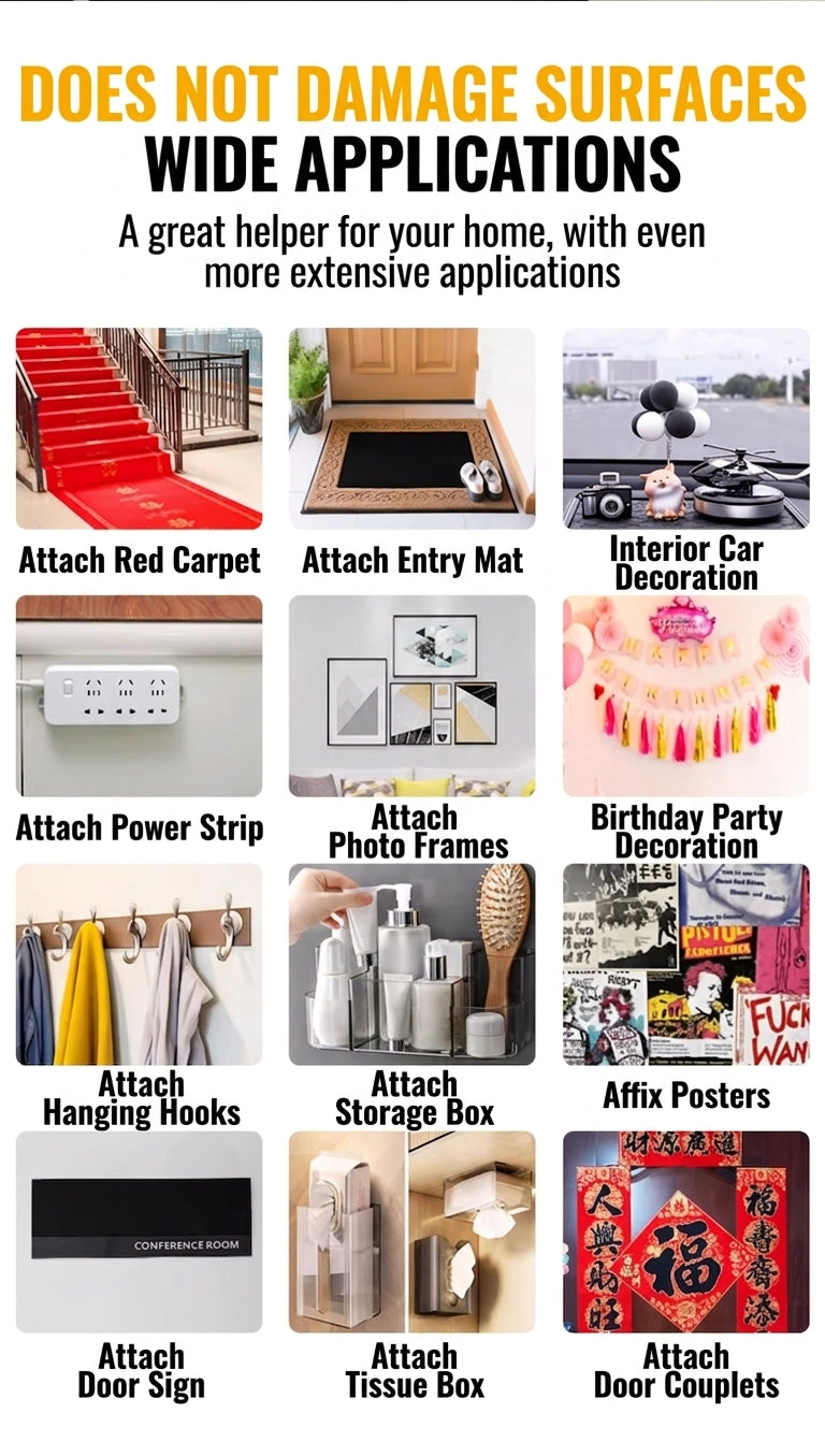 20-meter long cloth-based tape, strong adhesive, non-slip, waterproof carpet mat, fixing tape, no residue, mesh cloth-based double-sided tape