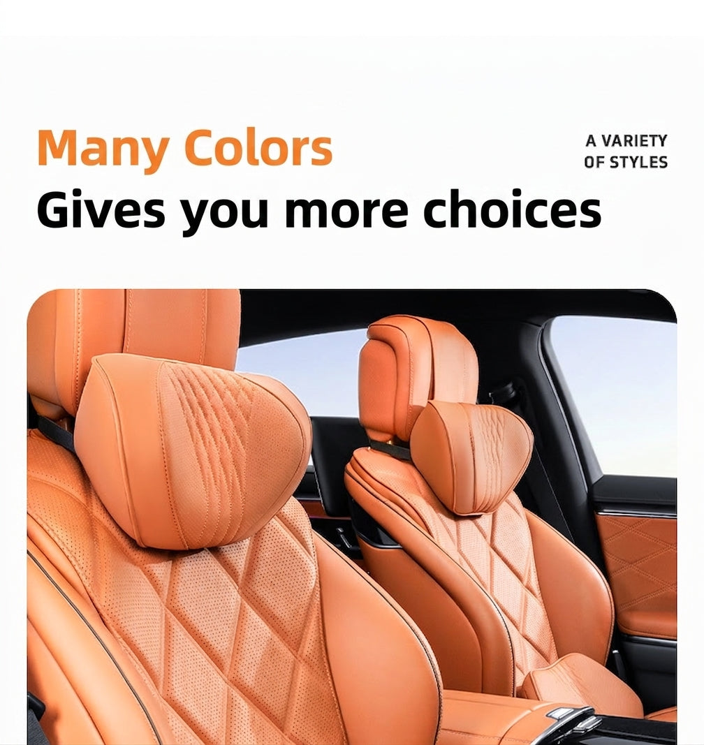 Summer breathable memory foam car headrest lumbar support premium car seat pillow car leather neck support pillow
