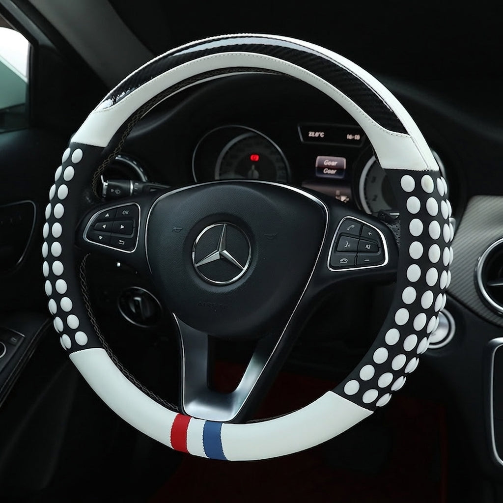 Non-slip sweat-wicking car handlebar covers, colorful carbon fiber leather, fashionable trendy brand steering wheel covers, car GM Amazon