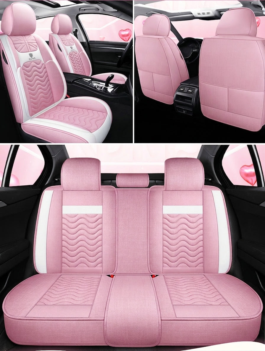 Cartoon car seat cushion, all-season universal all-round car seat cover, linen fabric art seat cushion, winter goddess seat cover