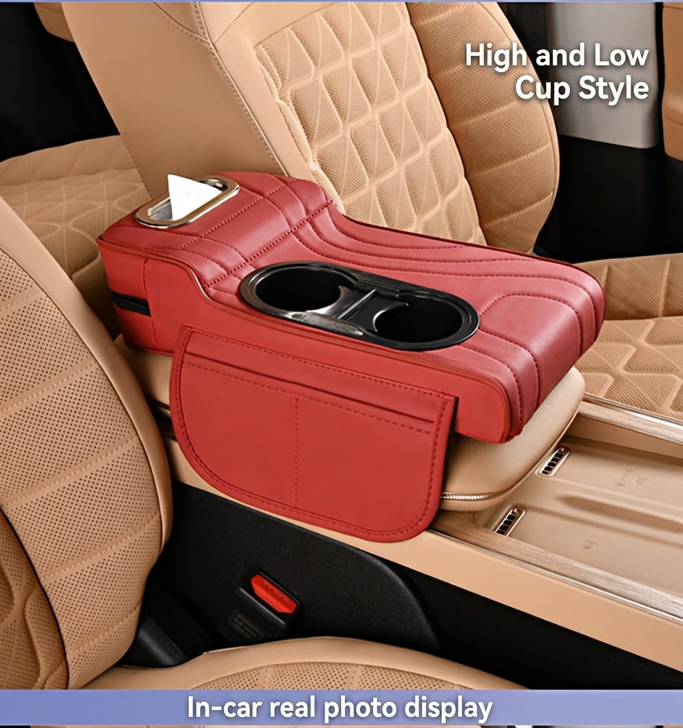 2025 New Central Car Armrest Box Height Pad Cover Protective Cover Double Cup Holder Premium Leather Car Accessories