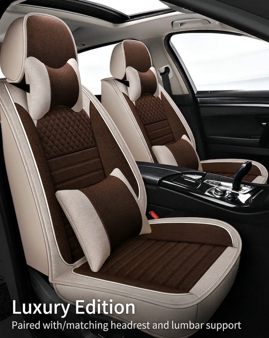 All-season universal full-coverage car seat covers, full-coverage spring and winter linen fabric art car covers, seat covers, and car cushion covers