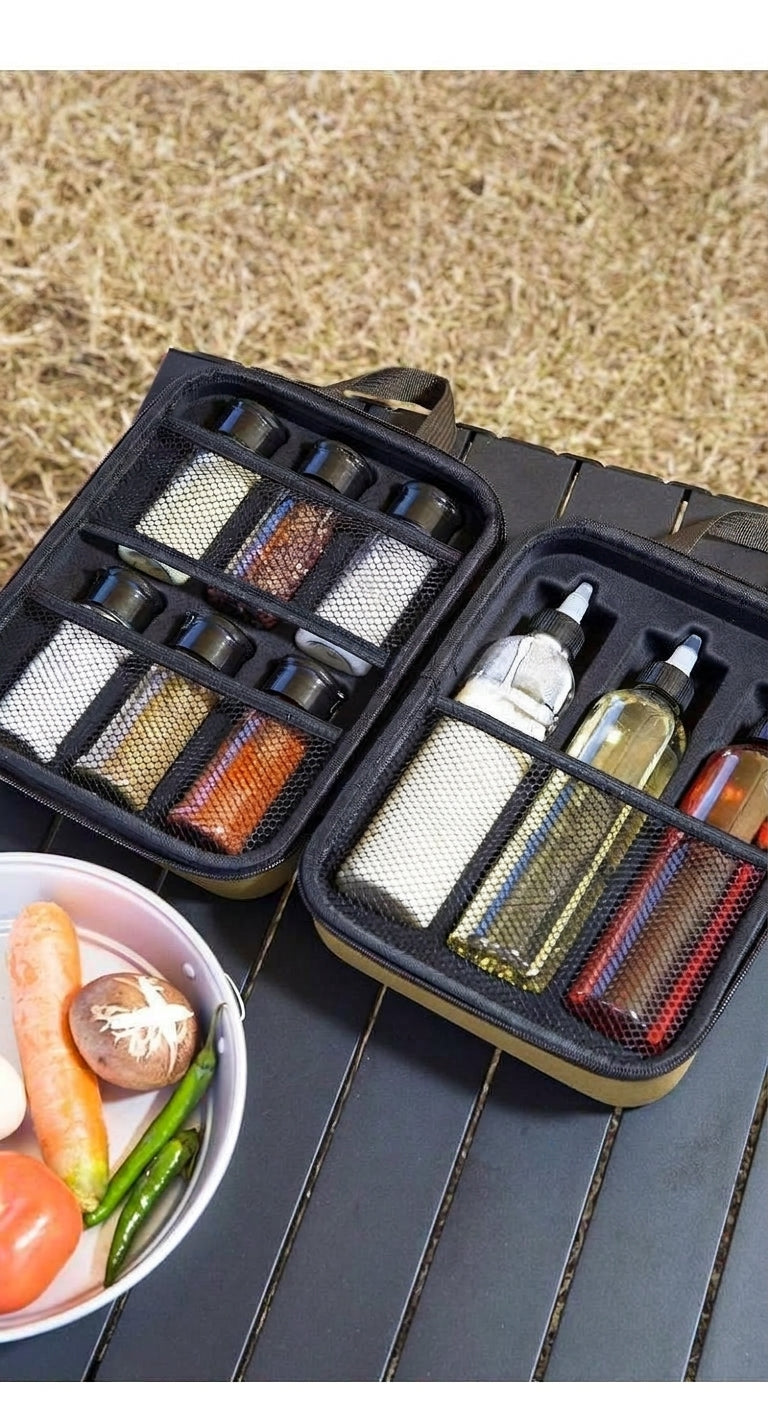 Camping and Outdoor Cooking Seasoning Bottle Set, Outdoor Portable Storage PET Spice Bottle, Repackaging Bottle, Oil Bottle Organizer Bag