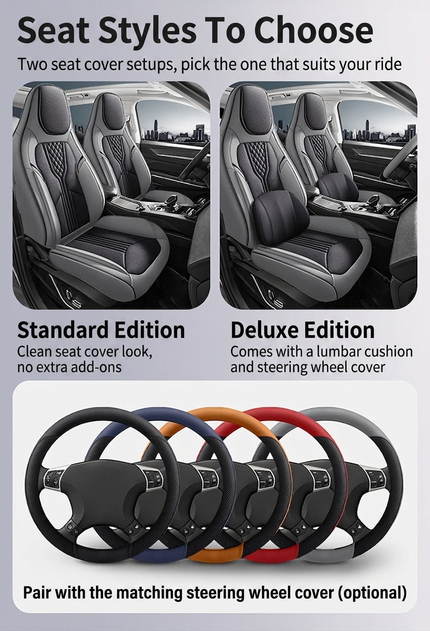 3D Nappa leather car full-coverage integrated headrest cover, all-season universal sports seat cover, leather seat cushion manufacturer wholesale