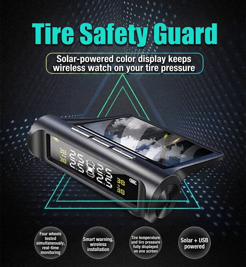 Tire Pressure Monitor TPMS Tire Pressure Monitor Tire Monitoring Tire Pressure Detector Built-in External Car Tire Pressure Car