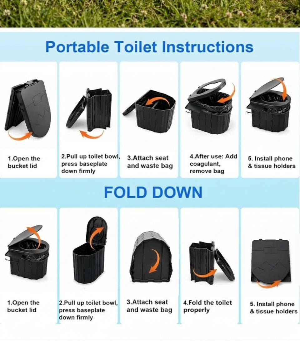 2025 New Model Raised Outdoor Folding Toilet with Lid Portable Car Mobile Toilet Travel Camping Toilet