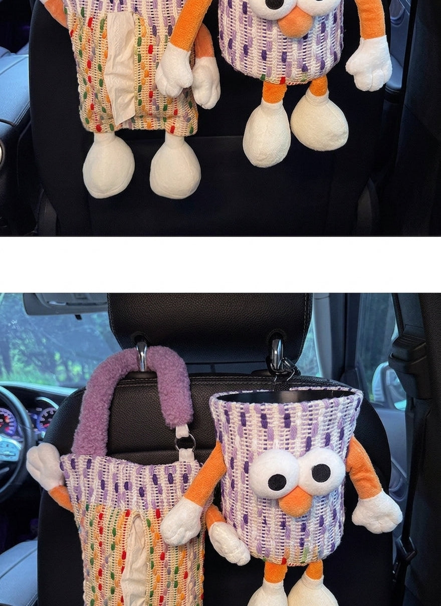 Car tissue box, cute plush toy hand, foot car, in-car tissue hanging bag, high-end practical car armrest box tissue box