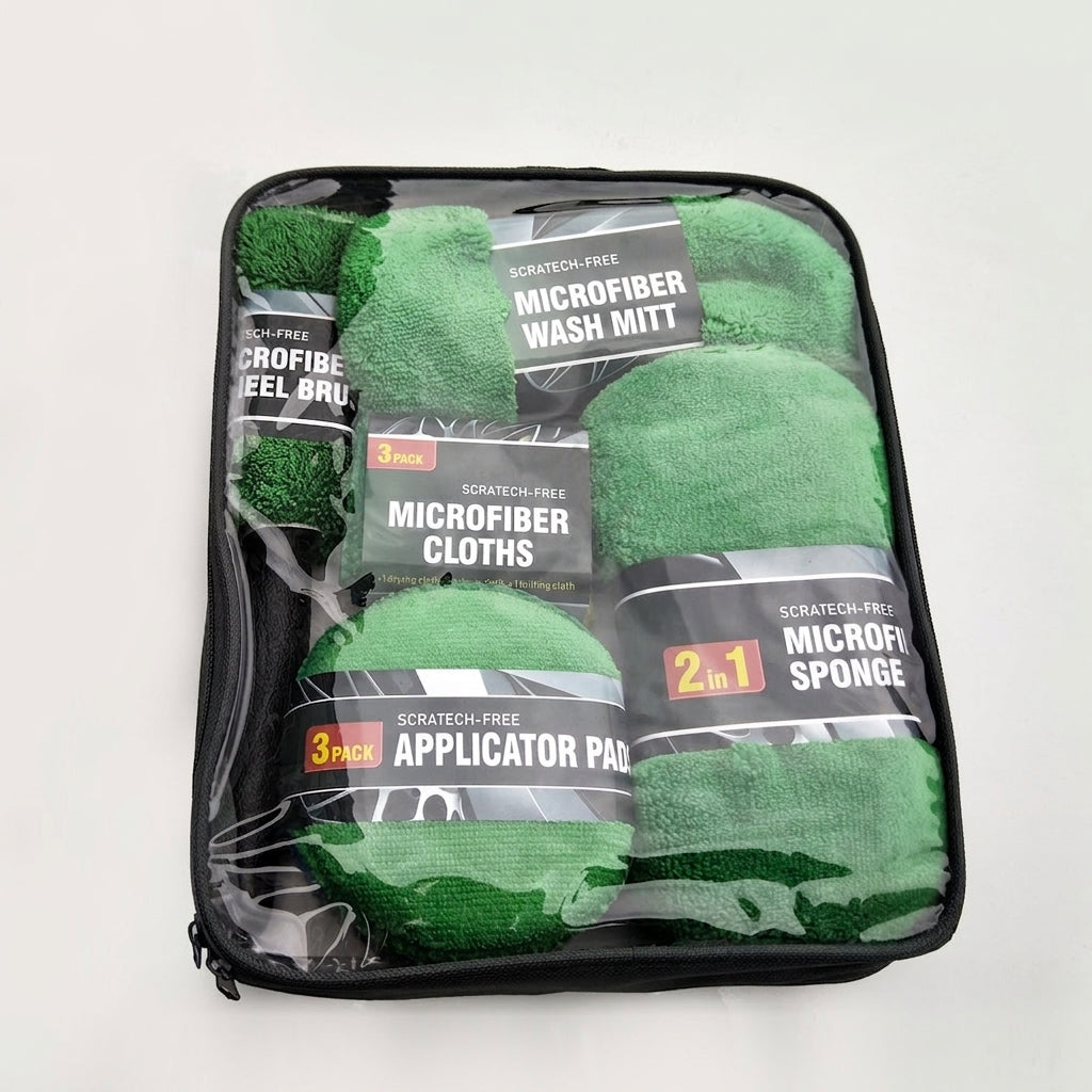 Car Wash 9 Piece Set Car Towel Home Car Beauty Cleaning Gloves Towel Wipes Waxing Sponge Wheel Brush