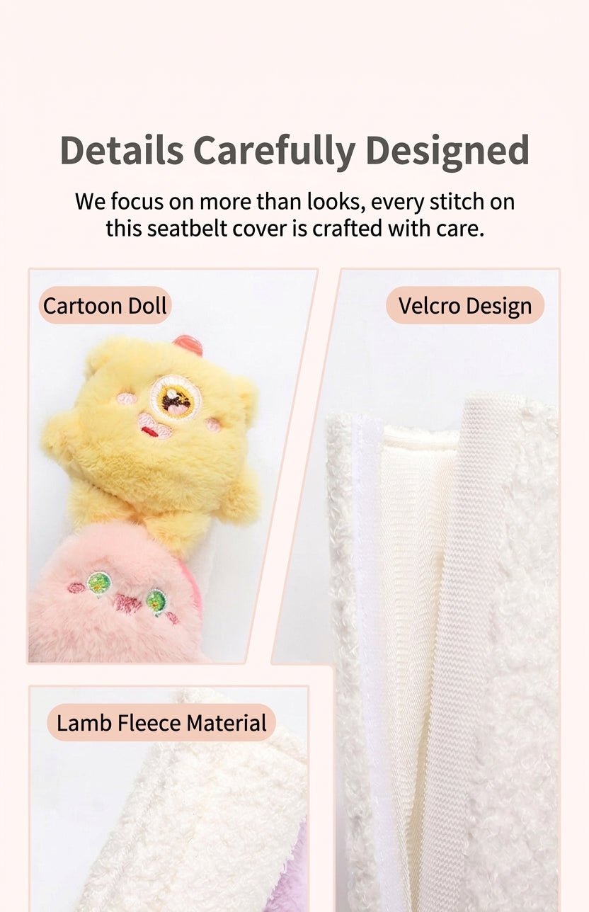 Car seatbelt shoulder pads, wear-resistant clothes, plush plush plush figures, car safety belt protective covers, cute monster girls
