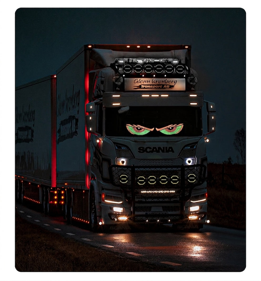 Cross-border car dynamic devil's eye LED warning light, truck truck truck eye light dynamic display light