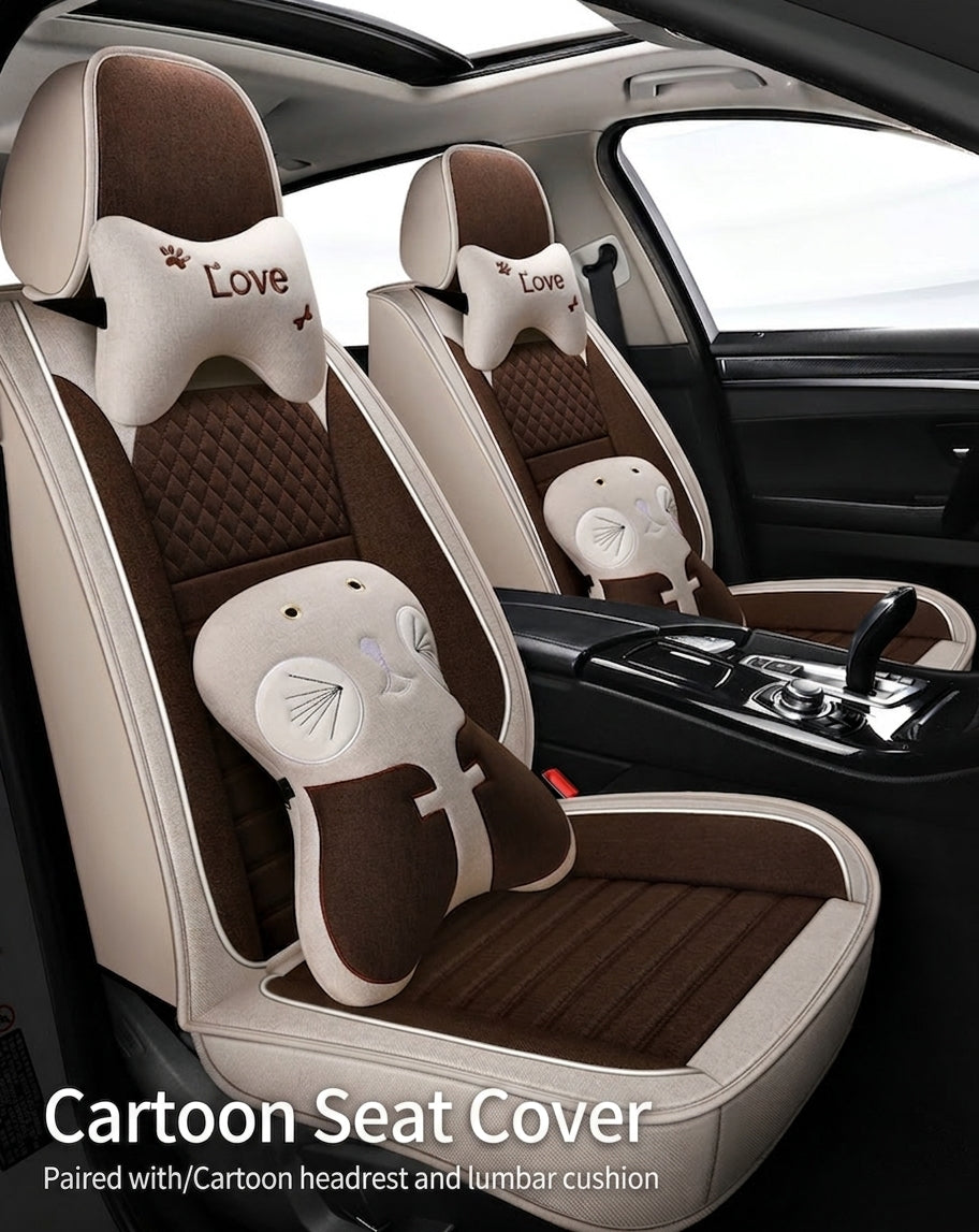 All-season universal full-coverage car seat covers, full-coverage spring and winter linen fabric art car covers, seat covers, and car cushion covers