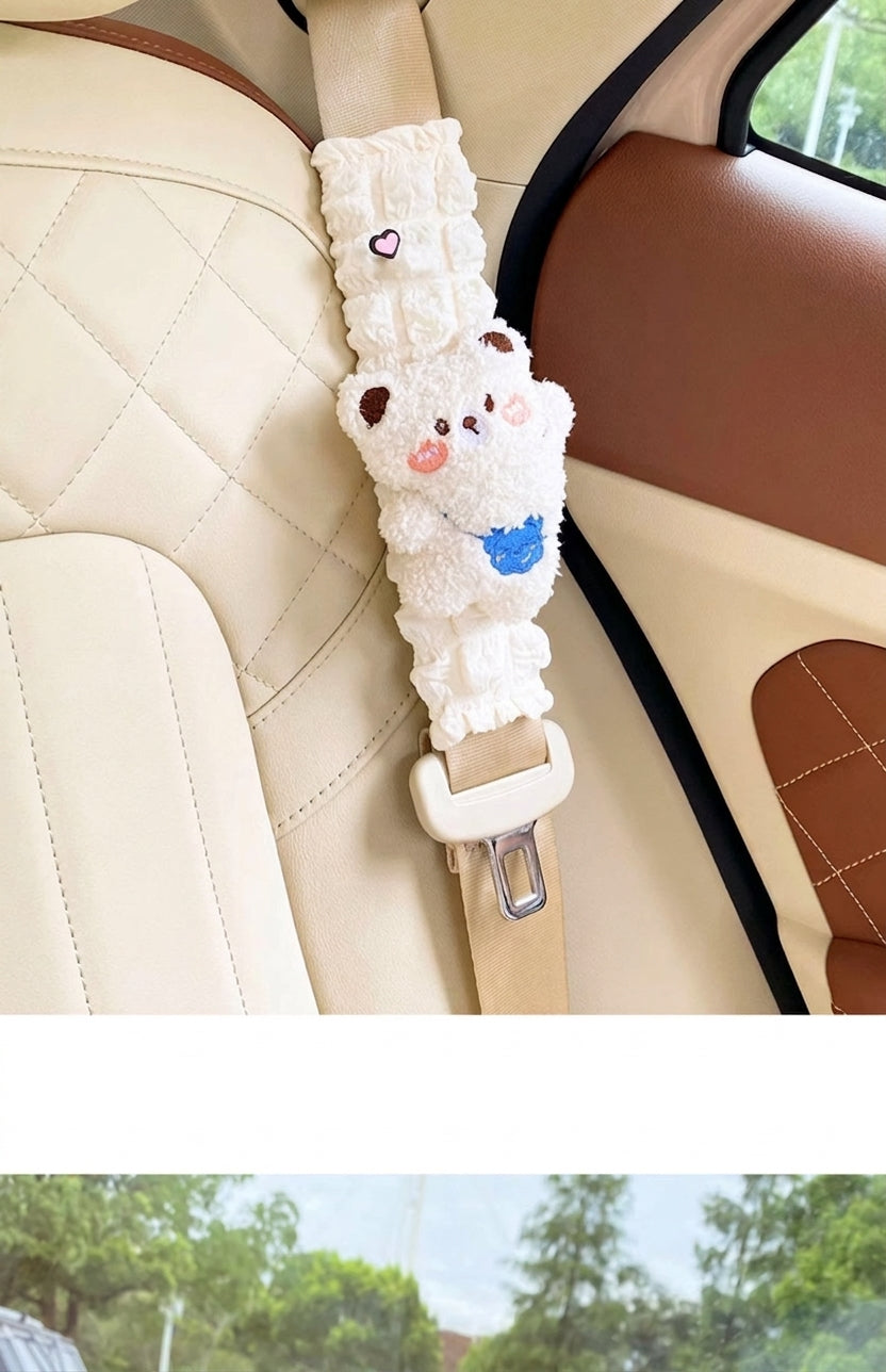 Car seat belt shoulder pads, creative cute children's anti-strain safety belt, and a pair of decorative protective covers