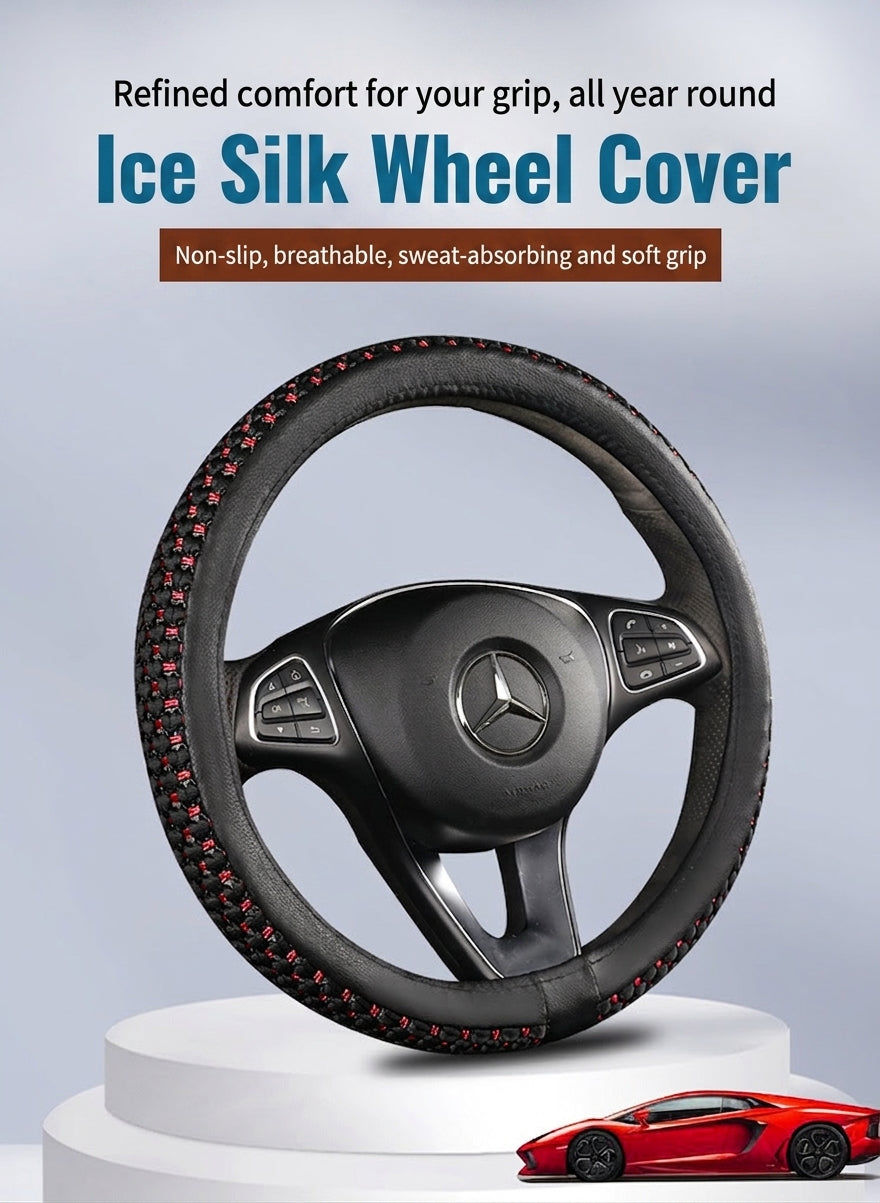 Factory direct sales of Ice Silk breathable non-slip steering wheel covers, all-season universal car handlebar covers, cross-border e-commerce Amazon