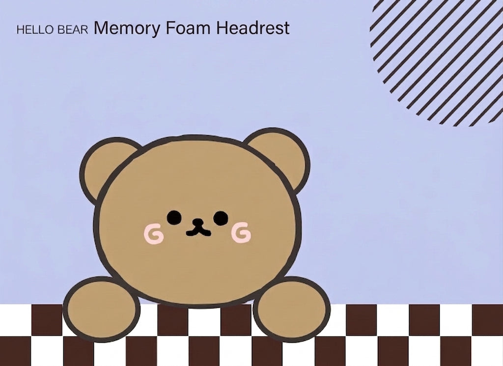 Yiju car cartoon headrest, neck pillow, memory foam, car cushion, car seat, neck and neck pillow, bear headrest