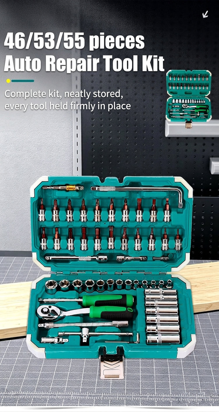 Auto Repair Tool Kit, 55-Piece Socket & Wrench Set
