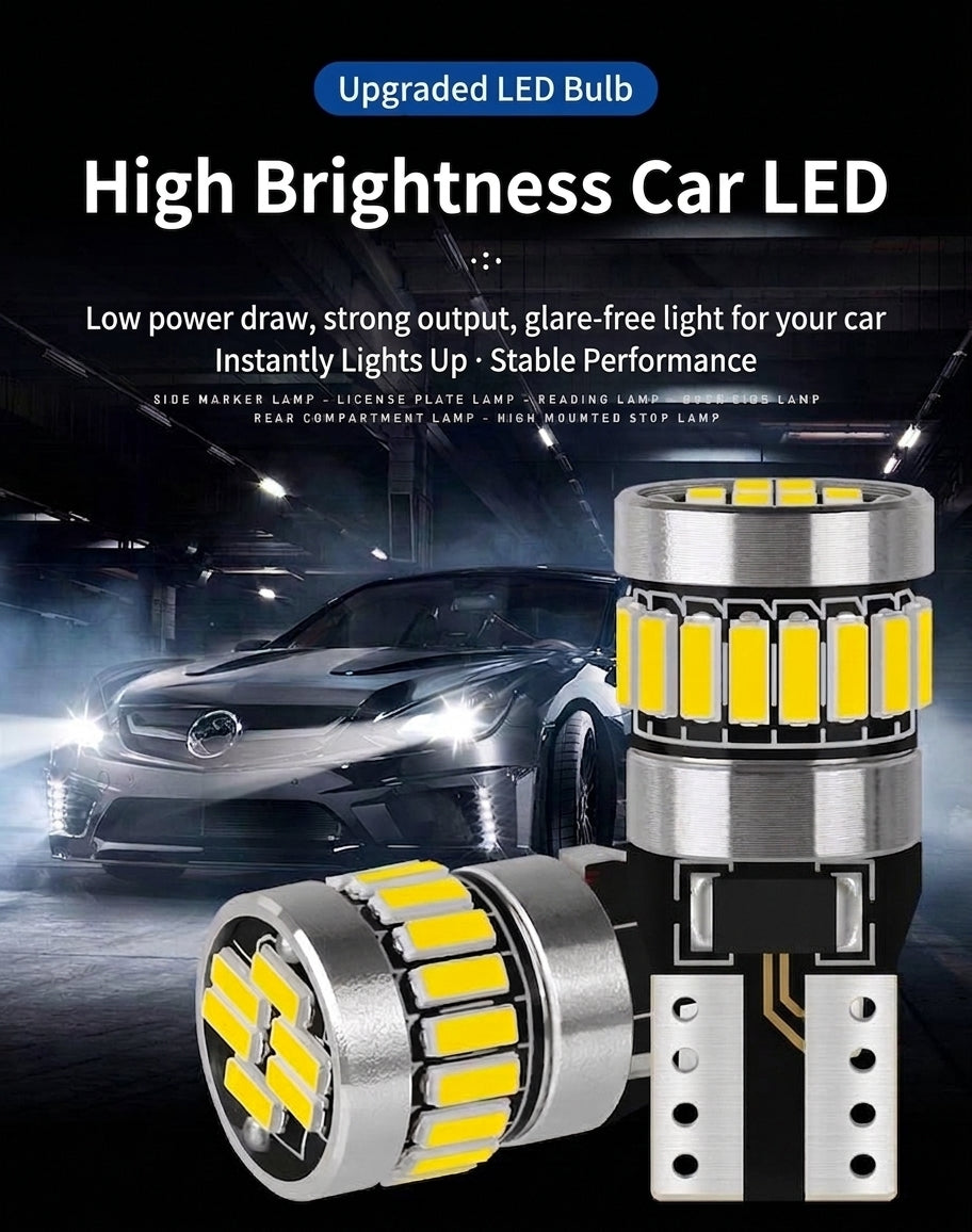 Car LED Position Light T10 Decoding W5W Canbus Cabin Light License Plate Light 4014 24SMD Bulb W5W