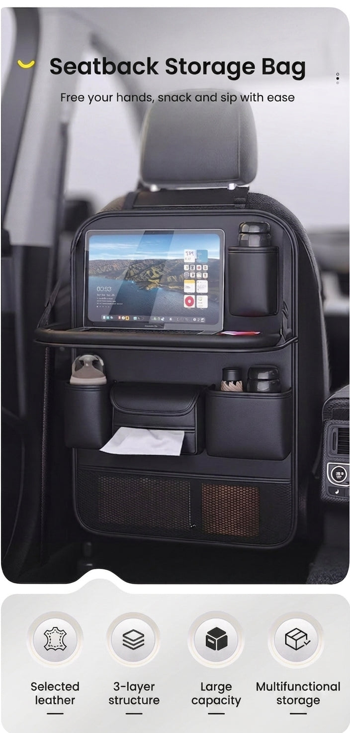 Car seatback storage bag, hanging bag, car front seat, rear seat shelf, small table, and in-car artifact