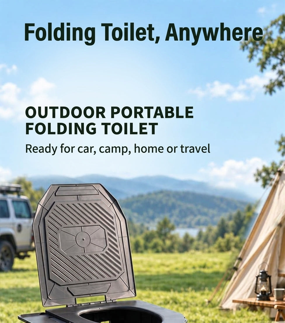 2026 New Widened and Raised Outdoor Folding Toilet Car Mobile Toilet Travel Camping Portable Toilet