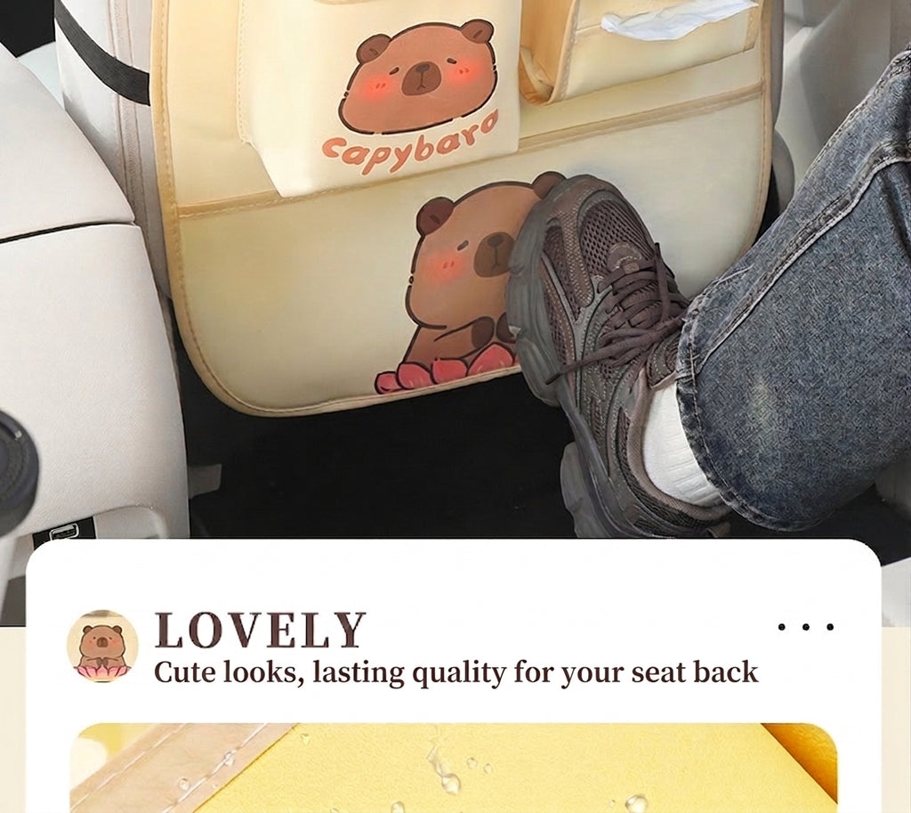 Car storage hanging bag, multifunctional creative cute car seat rear storage rack, tissue box inside car, trash bin