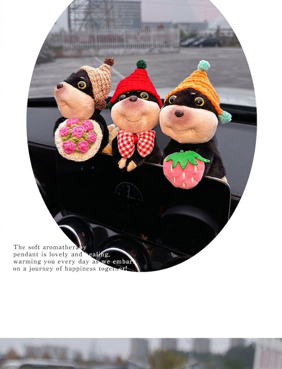 Car ornaments cute dolls bee dog car central control screen party doll display screen decoration car interior products