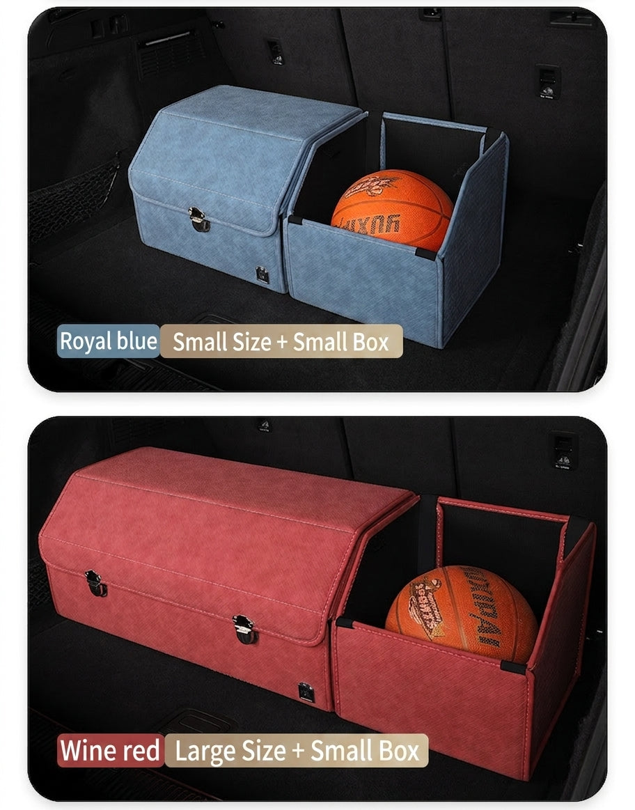 New woven pattern car trunk storage box, foldable car storage box, leather organizer box, factory wholesale