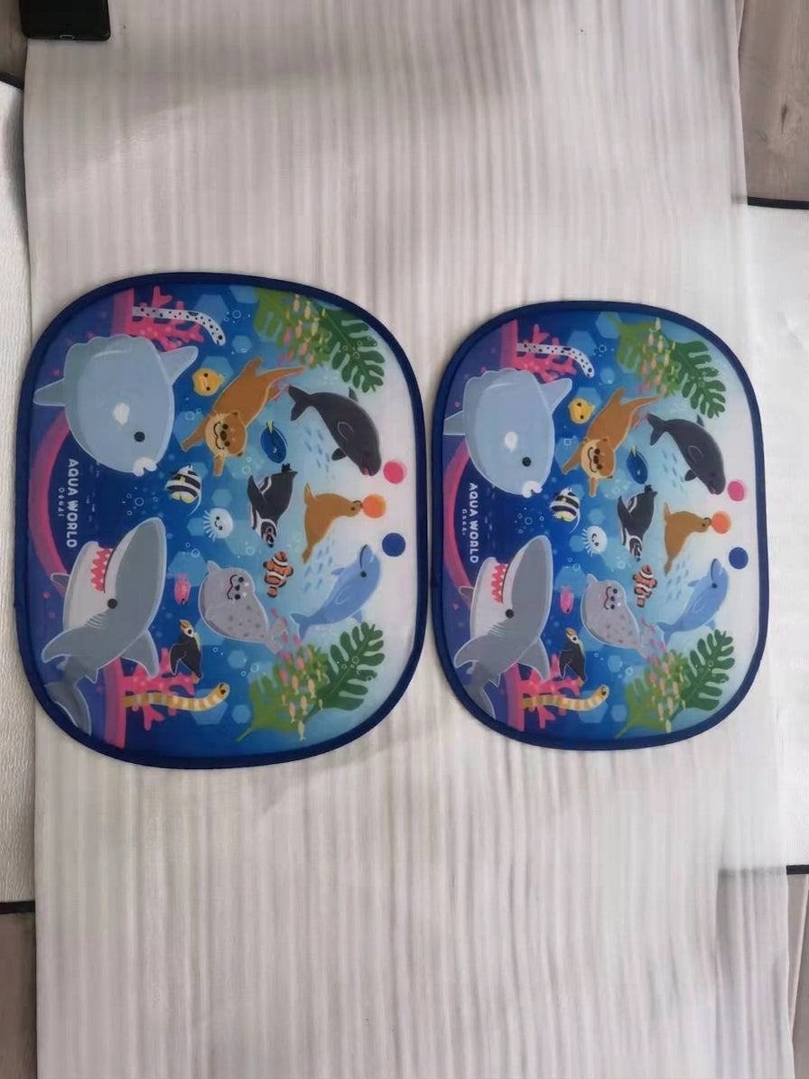 Car interior sun shield, side window heat insulation, sun protection static static sticker, sun shield, cartoon window film with logo printing