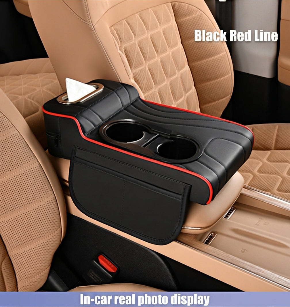 2025 New Central Car Armrest Box Height Pad Cover Protective Cover Double Cup Holder Premium Leather Car Accessories