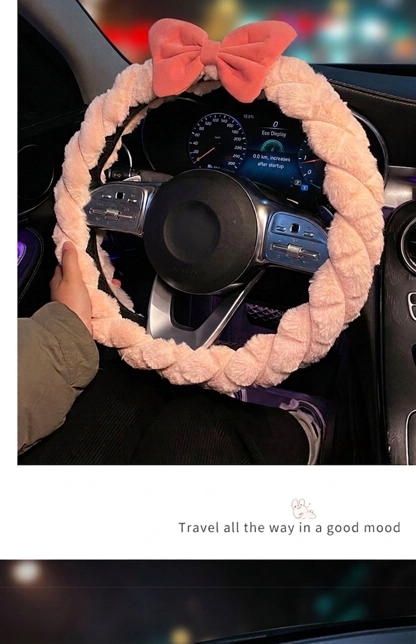 2025 New Car Steering Wheel Cover for Winter, Women's Non-slip Warm, All-Season Universal Winter Plush Handlebar Cover, Winter