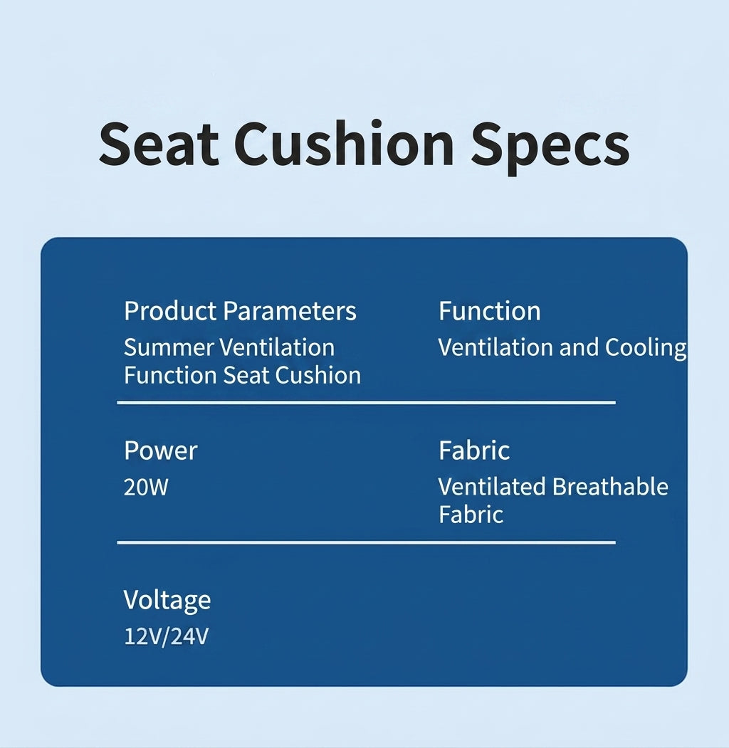 Car seat cushions, summer cooling ventilation seat cushions, 12V and 24V for air blowing, car seat cushion manufacturer OEM customization