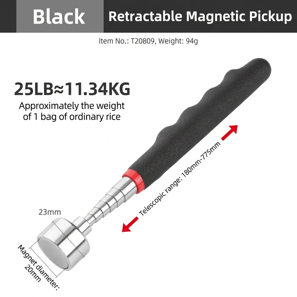 8LB Pickup Retractable Magnetic Suction Rod with Light Magnetic Rod Auto Repair Tool Metal Picker Suction Rod