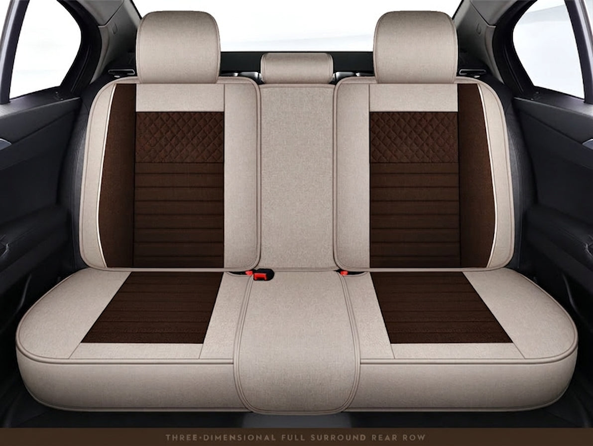 All-season universal full-coverage car seat covers, full-coverage spring and winter linen fabric art car covers, seat covers, and car cushion covers
