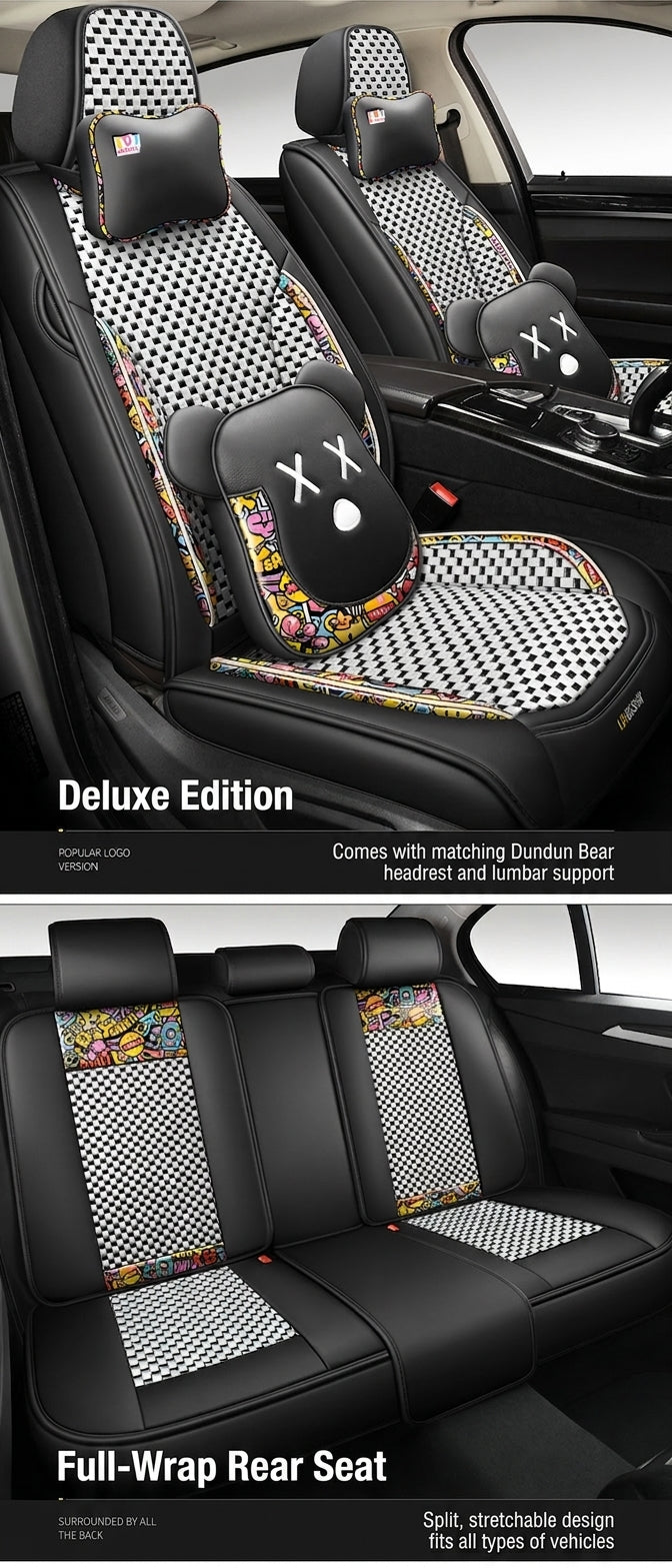 New Ice Silk Breathable Car Seat Covers, Cartoon Cute Seat Covers, Fully Inclusive Seat Cushion Covers All Seasons