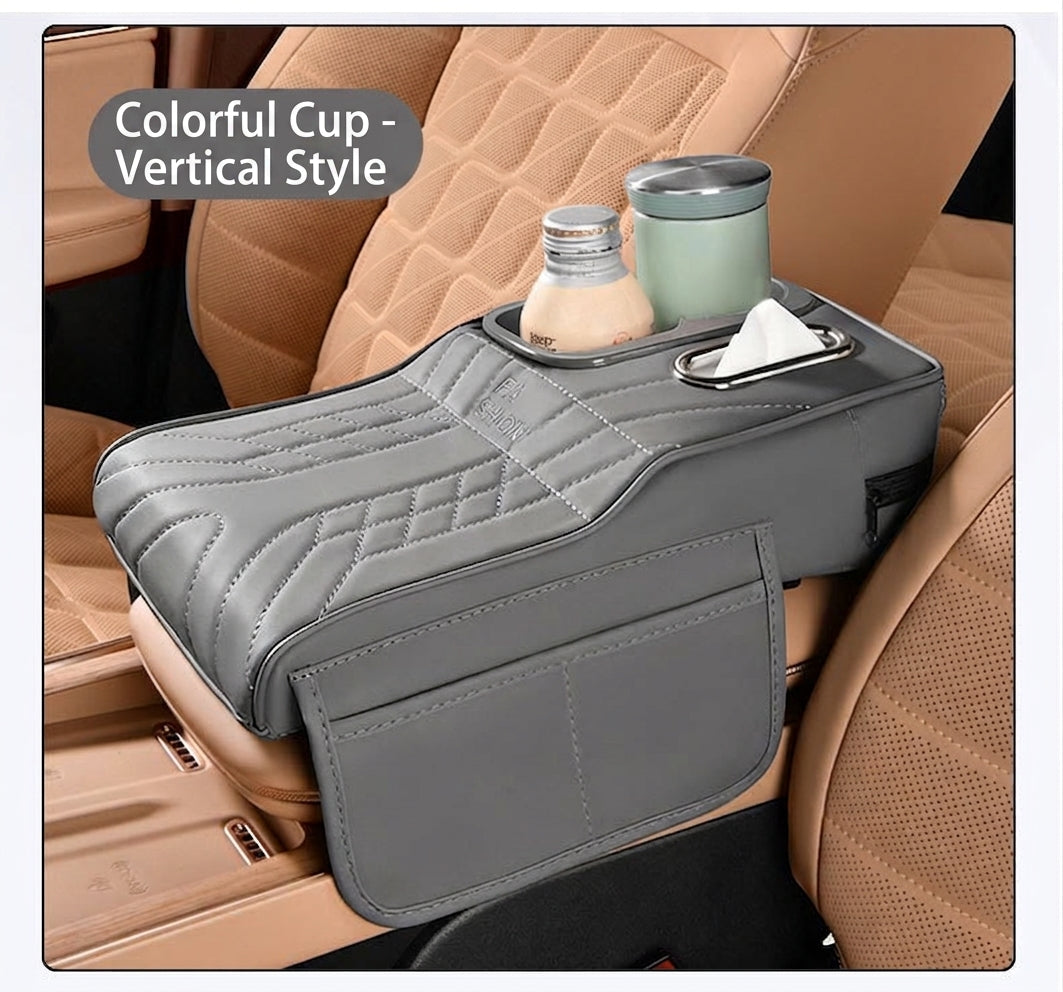 Multi-functional car armrest box water cup holder heightened central protective cover car tissue box supplies storage mat
