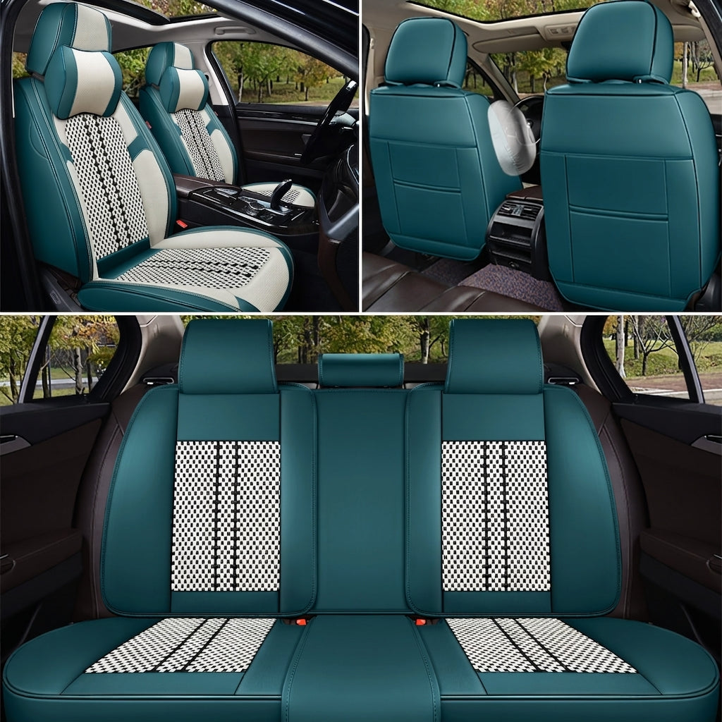 New fully surroundable car seat set, Napa leather car seat cushion, five-seat leather ice silk car seat cushion, universal split type