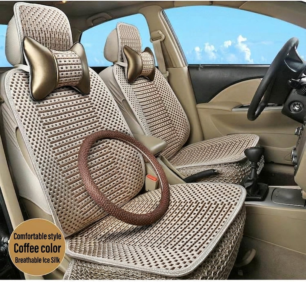 Summer Ice Silk car seat cushion, all-season universal breathable, summer-specific all-encompassing car seat cover, single-seat, five-seater, cross-border design