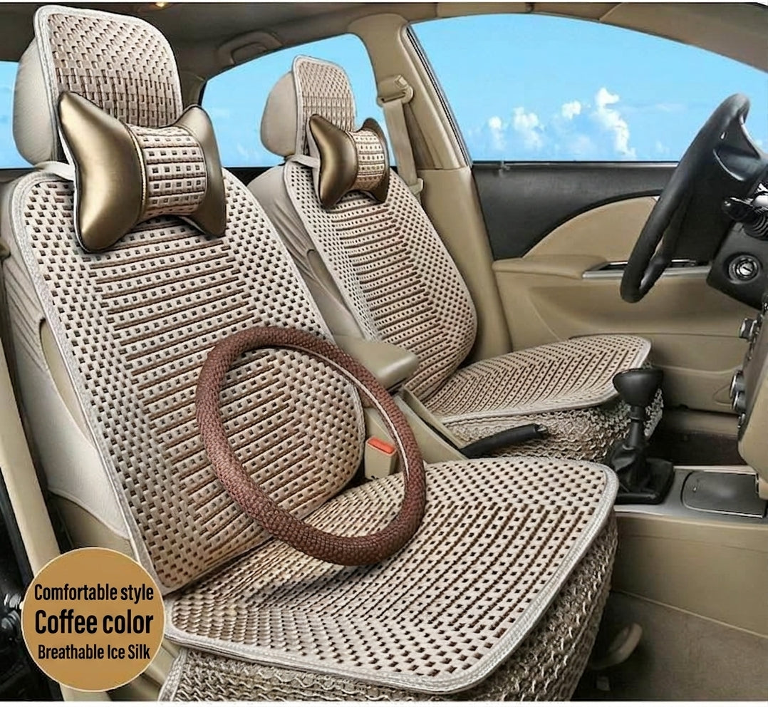 Summer Ice Silk car seat cushion, all-season universal breathable, summer-specific all-encompassing car seat cover, single-seat, five-seater, cross-border design