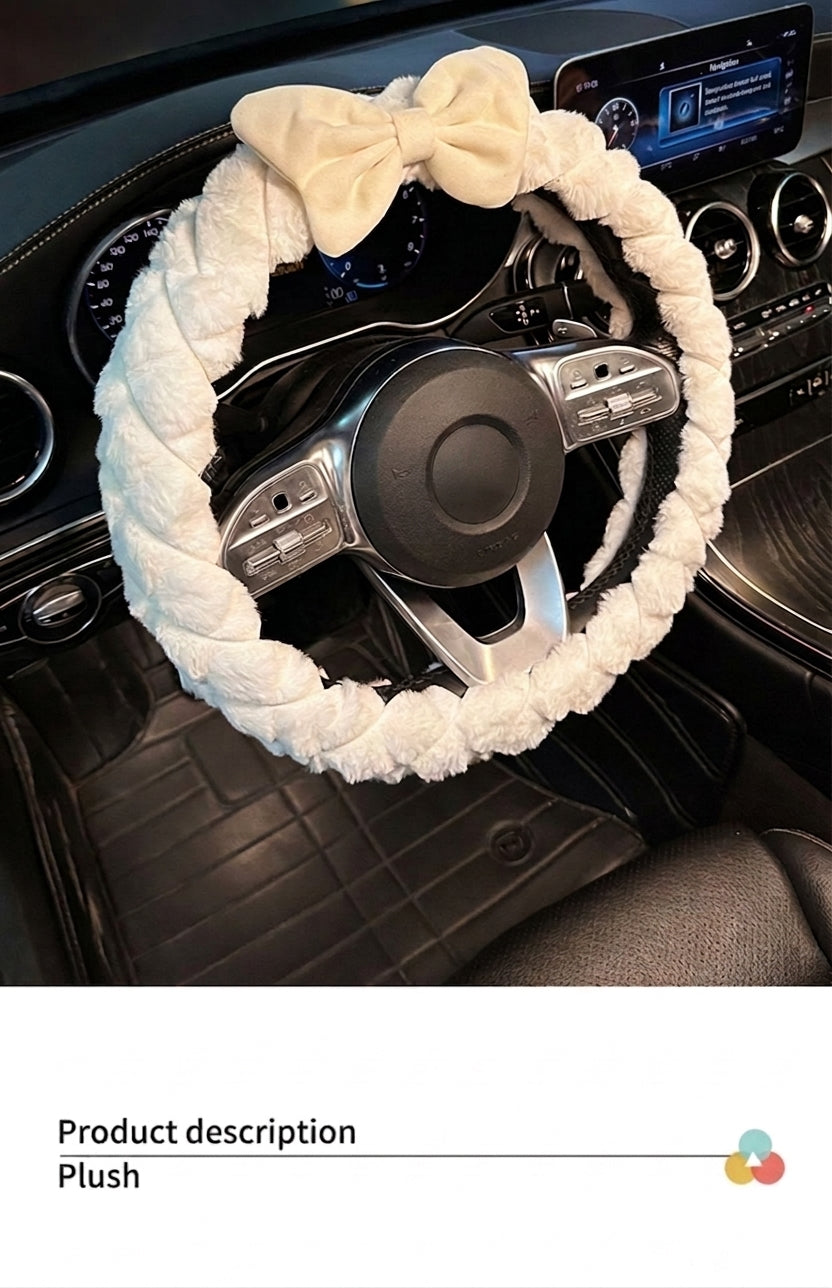 2025 New Car Steering Wheel Cover for Winter, Women's Non-slip Warm, All-Season Universal Winter Plush Handlebar Cover, Winter