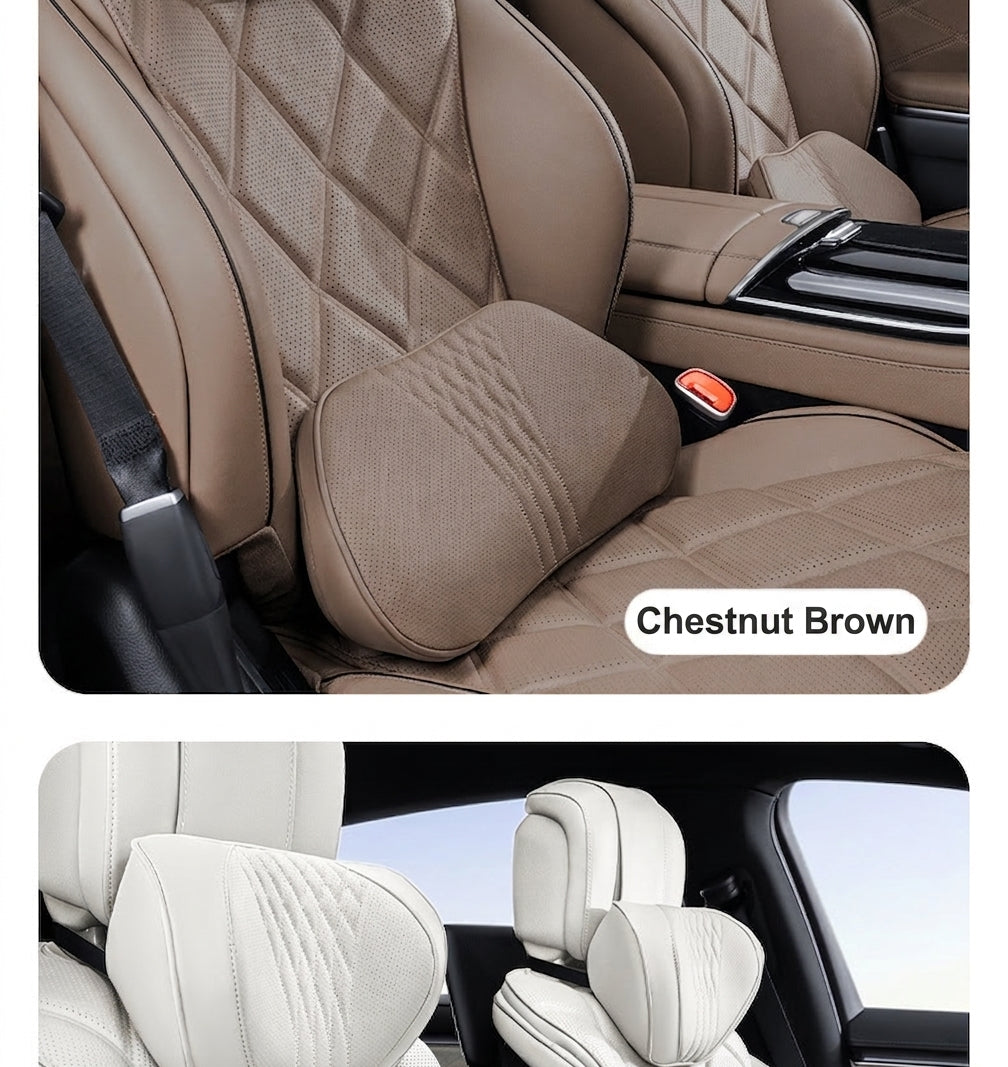 Summer breathable memory foam car headrest lumbar support premium car seat pillow car leather neck support pillow