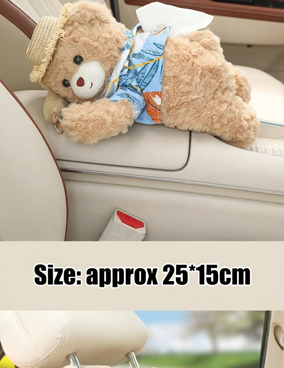 Car tissue box hanging car drawer box bear creative cute practical doll in the car tissue bag hanging bag