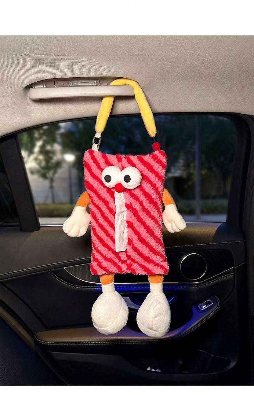 Factory custom car tissue box printed processing, hanging sewn label tissue box, car seat back tissue hanging bag