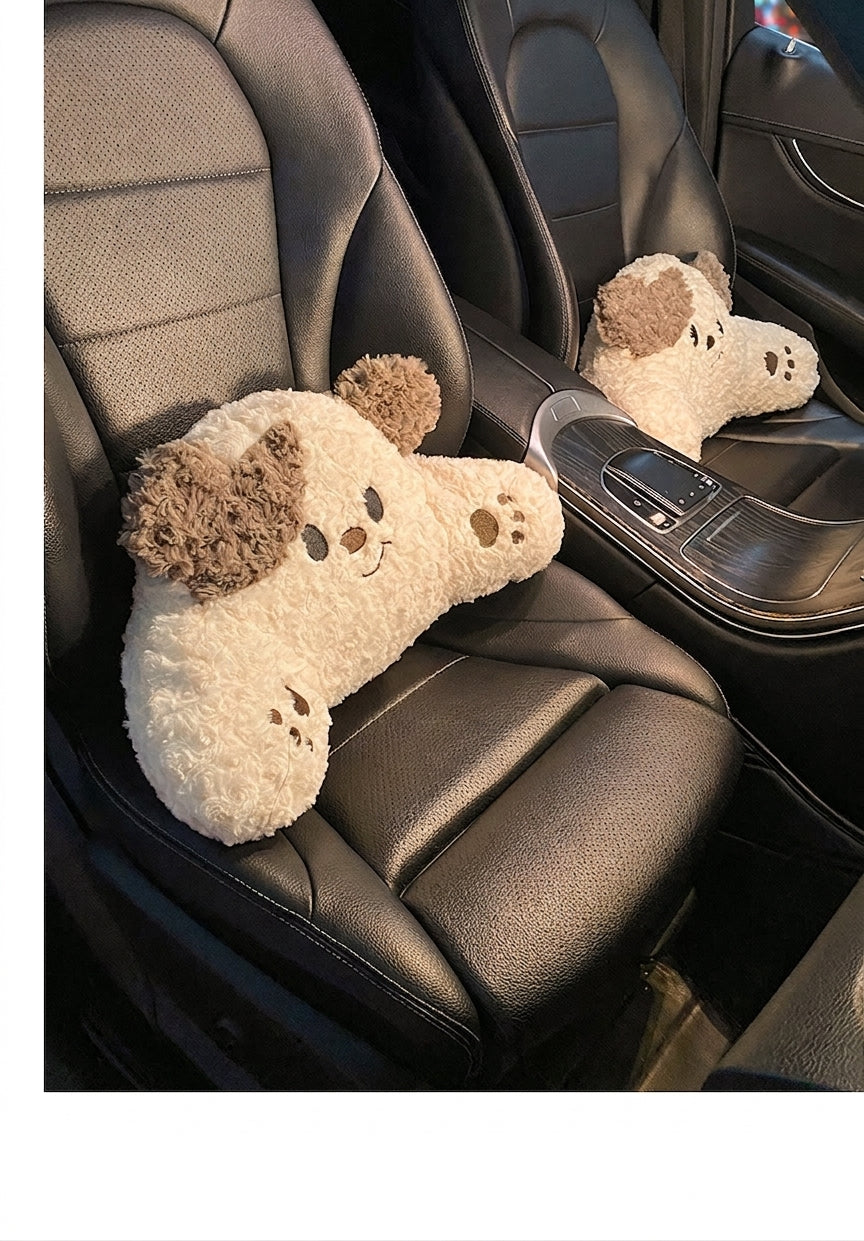 Car headrest, neck pillow, a pair of female driver pillows, cute dogs, car cushions, car seats, lumbar and neck pillows
