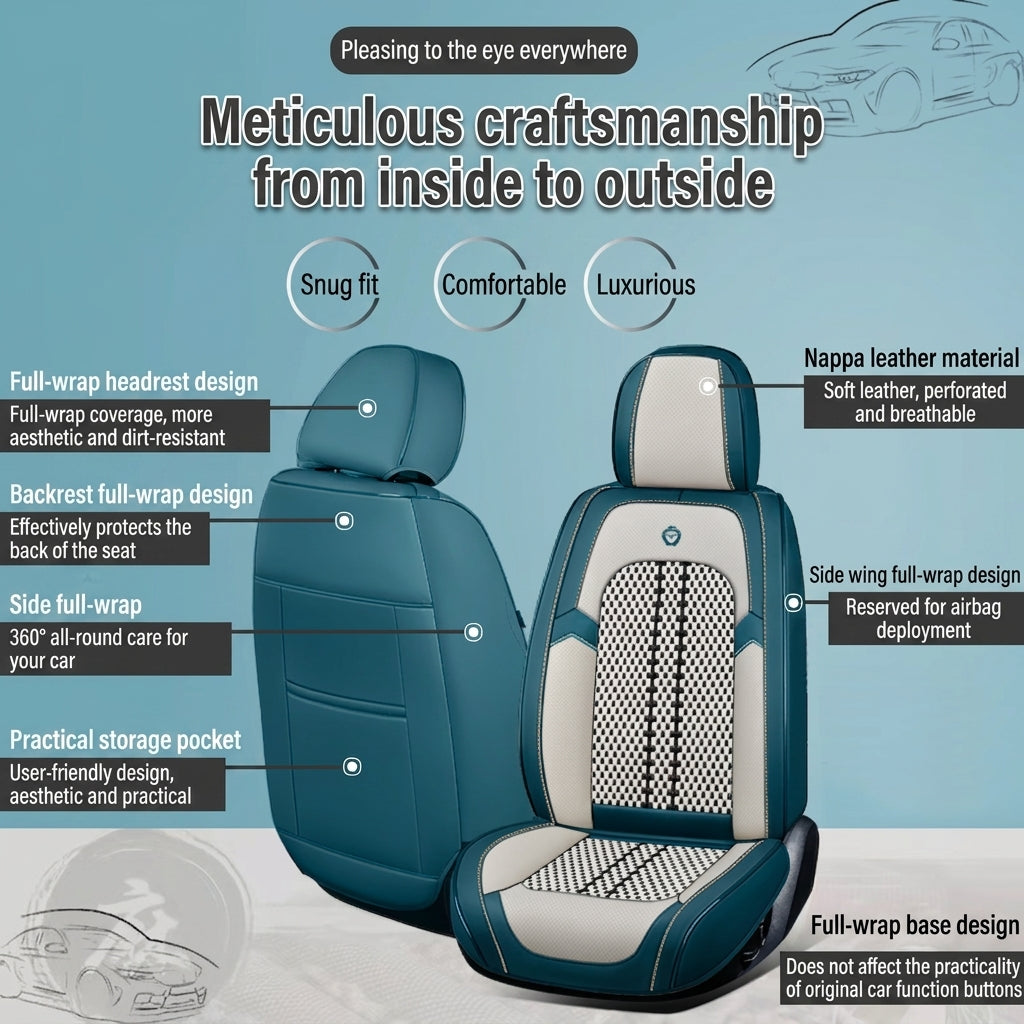 New fully surroundable car seat set, Napa leather car seat cushion, five-seat leather ice silk car seat cushion, universal split type